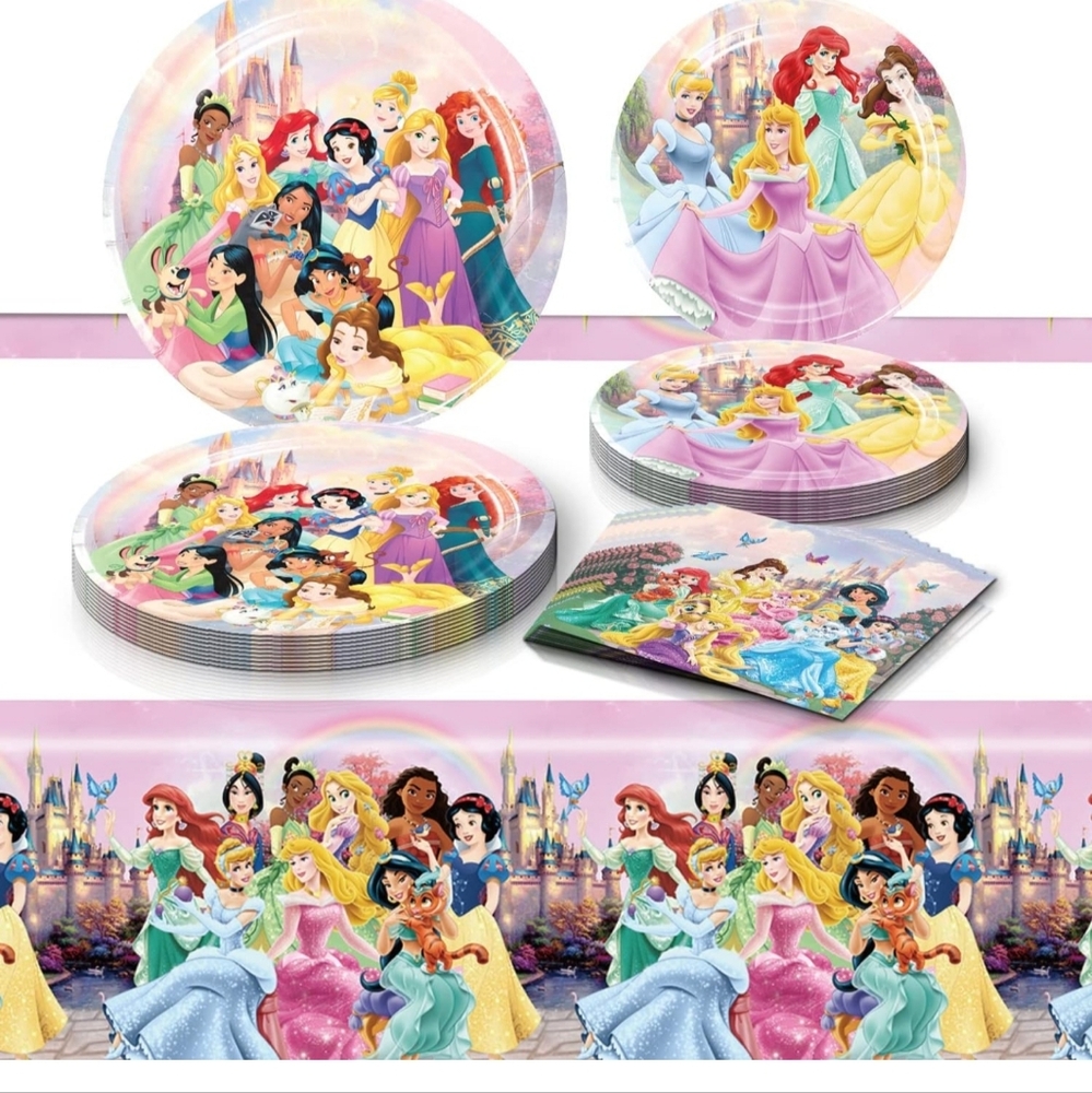Disney Princess Celebration Tableware Set - Pink and Multicolor